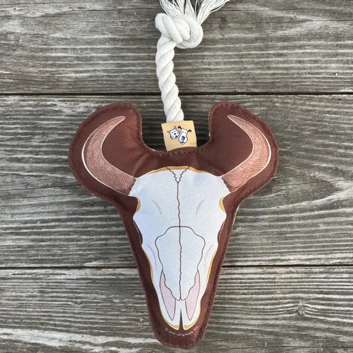 Speckle and Spot Bison Skull Tug Rope Dog Toy