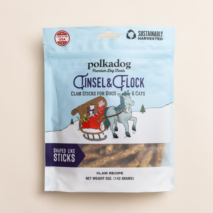 Polka Dog Bakery Tinsel & Flock Clam Sticks 5oz