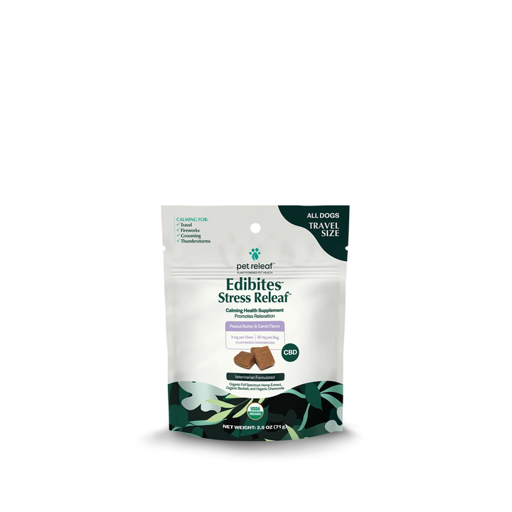 Pet Releaf Travel Size Edibites stress Releaf PB Banana 10 Count