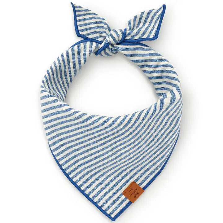 The Foggy Dog Lake Blue Stripe Bandana for Dogs and Cats