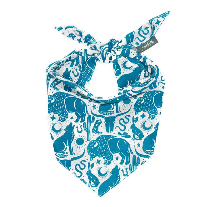 The Paws Western Blue Bandana for Dogs and Cats