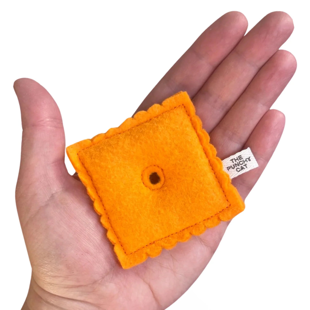 Handmade Wool Felt Catnip Cheez-it Cat Toy