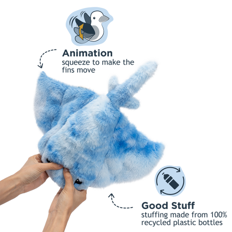 Tall Tails Animated Manta Ray Plush Dog Toy 8"