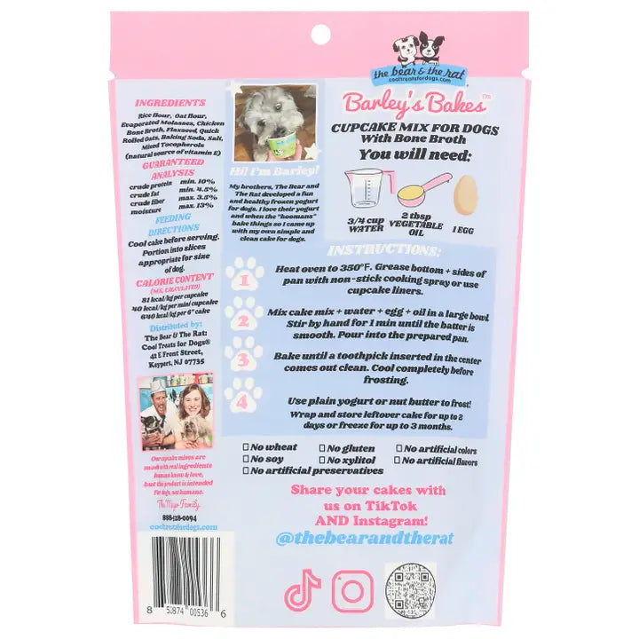 The Bear and The Rat Barley's Bakes Cupcake Mix For Dogs With Bone Broth