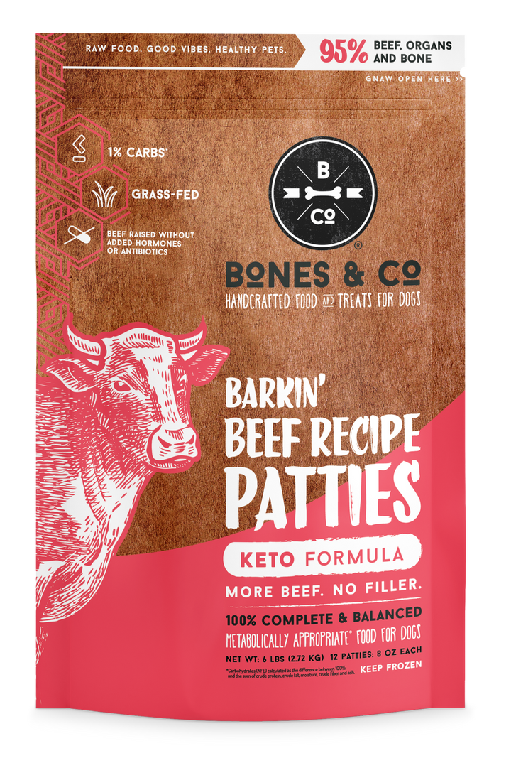 Bones & Co Frozen Raw Barkin' Beef Patties 6lb