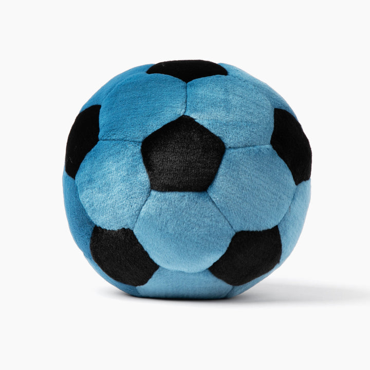 Blue Soccer Ball with Squeaker Plush Dog Toy 7"