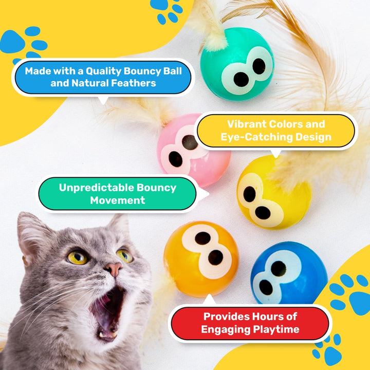 Bouncy Tails Feathers and Ball Cat Toy (Assorted Colors)