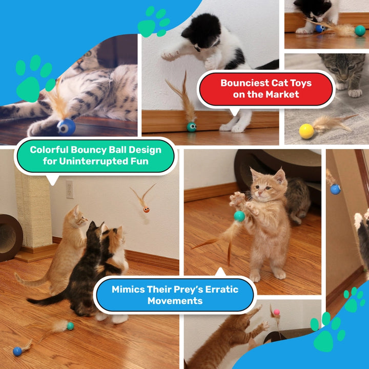 Bouncy Tails Feathers and Ball Cat Toy (Assorted Colors)