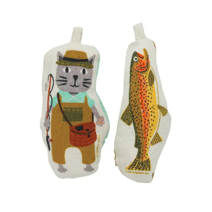 Speckle and Spot Crinkle Fishing Kitty and Trout Cat Toy Set