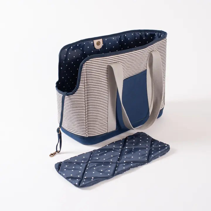 Navy Striped Dog Carrier