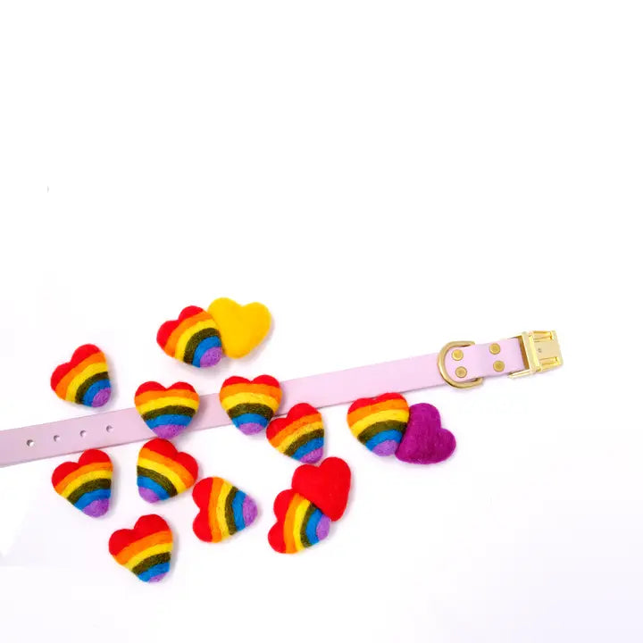 Wool Rainbow Heart Collar Accessory