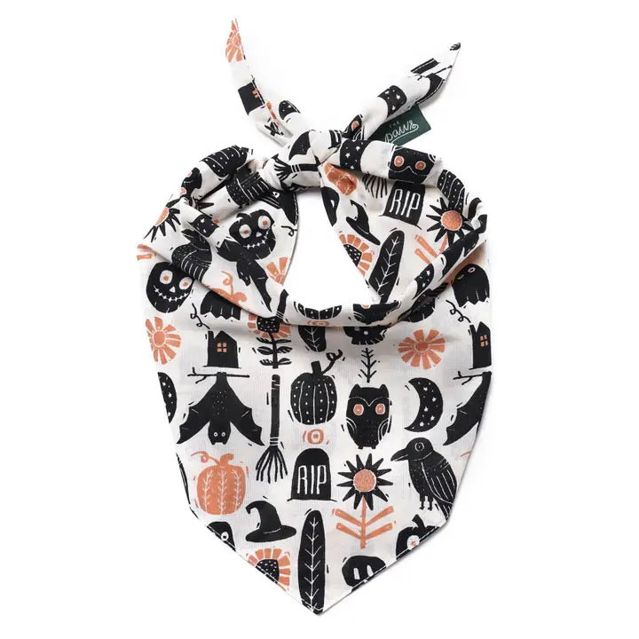 The Paws Hallows Eve Halloween Bandana for Dogs and Cats