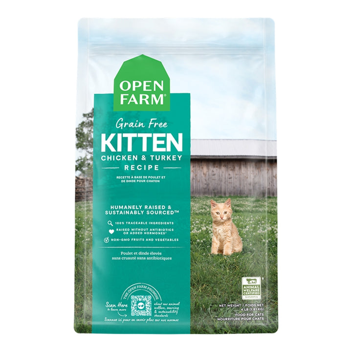 Open Farm Cat Grain Free Kitten Chicken & Turkey Recipe Dry Cat Food 4lb