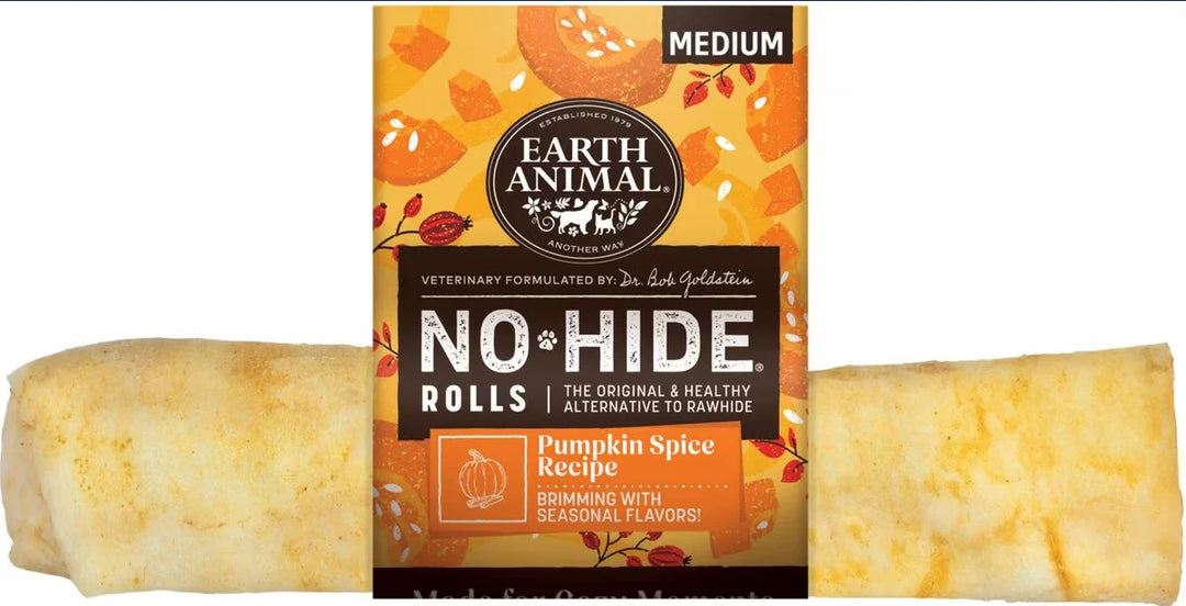 Earth Animal No-Hide Dog Chew Rolls Pumpkin Spice Recipe Medium 7"