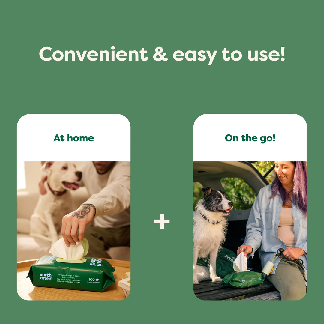 Earth Rated White Tea and Basil Compostable Dog Grooming Wipes 100 count