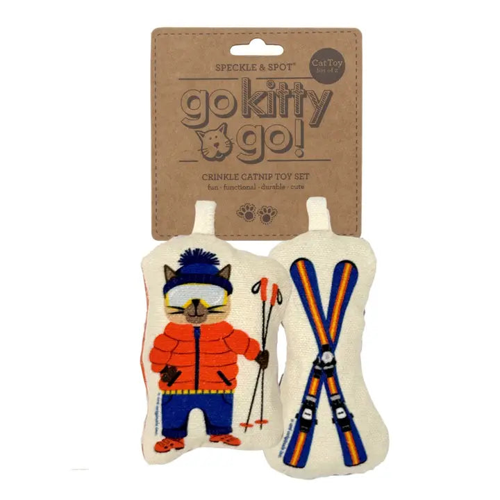 Speckle and Spot Crinkle Ski Kitty Cat Toy Set