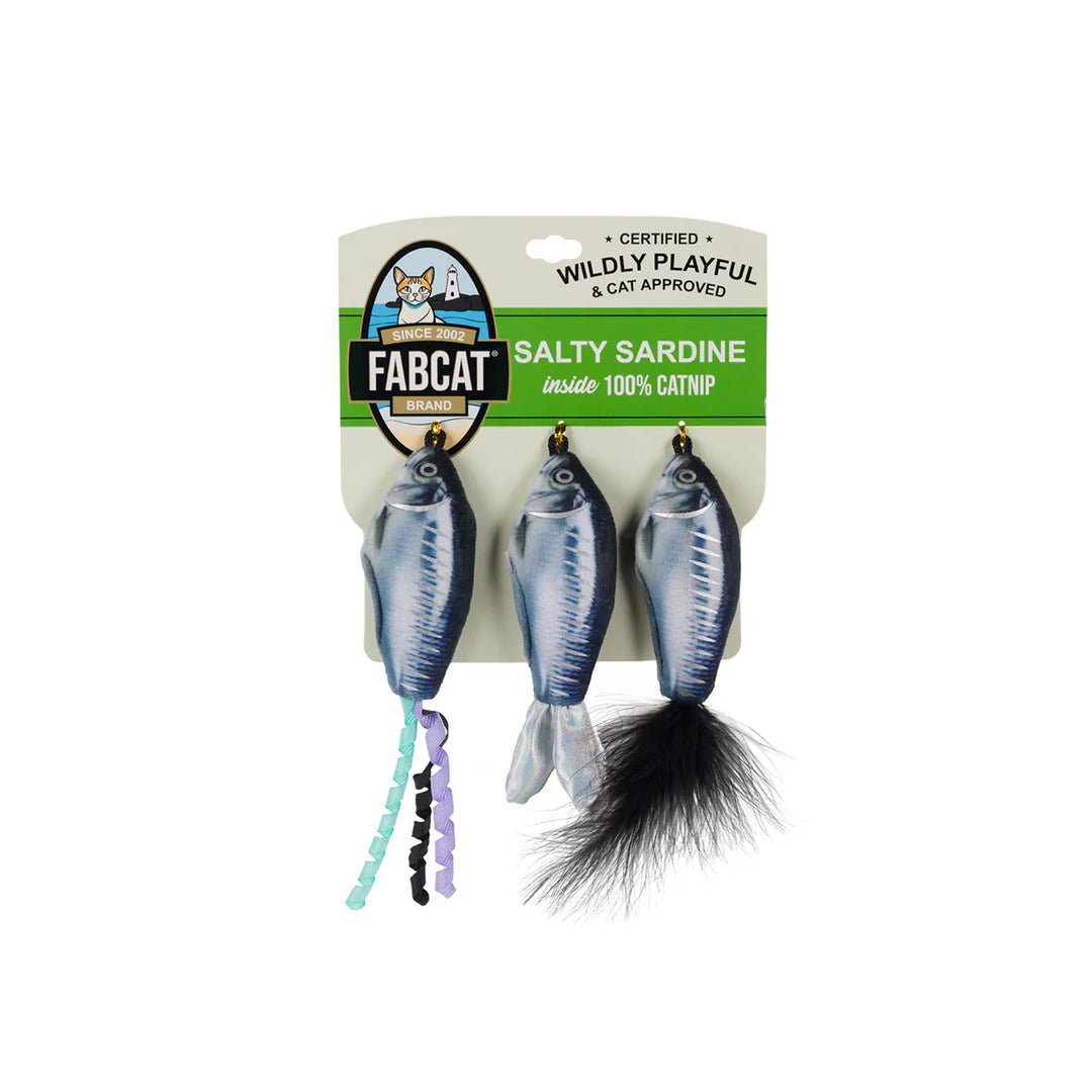 Fabcat Foodie Salty Sardines Catnip filled Cat Toy - Set of 3