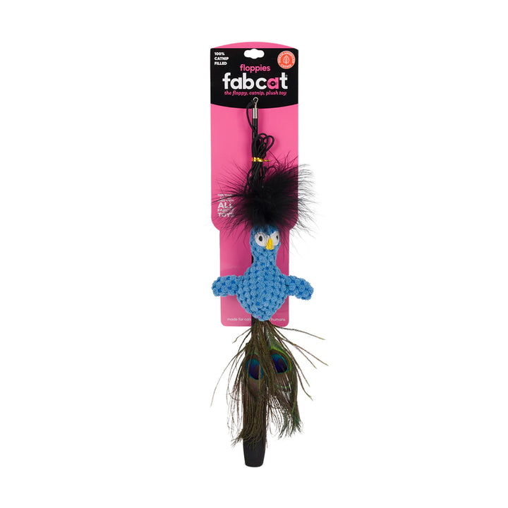 Fabcat Floppy Peacock Teaser Wand Cat Toy