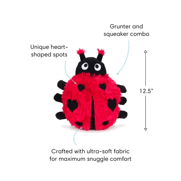 Fabdog Fluffy Valentine Ladybug Dog Toy