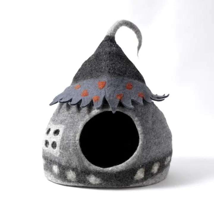 Fairy House Wool Pet Cave - Grey