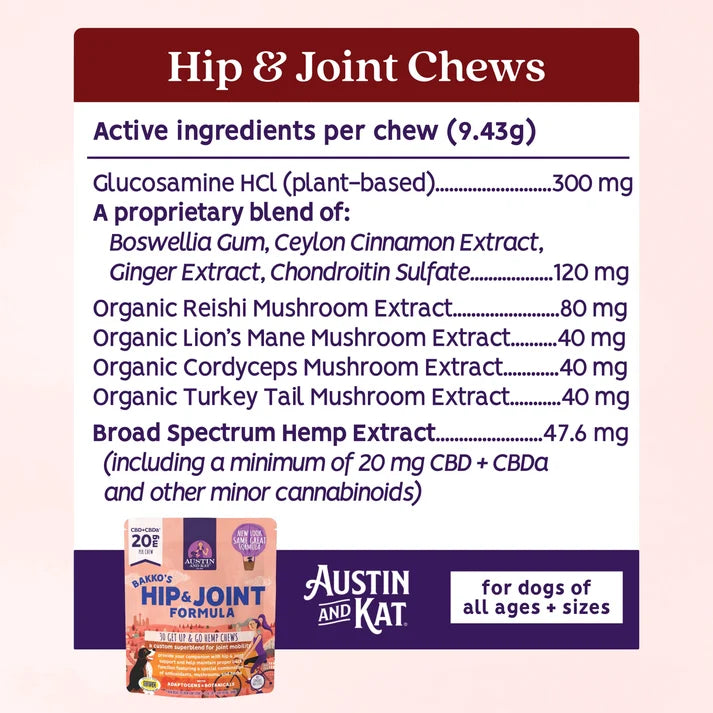 Austin & Kat Hip & Joint Formula Chew 20mg 30 Count