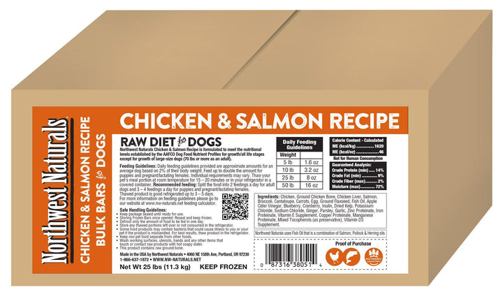 Northwest Naturals Frozen Chicken and Salmon Recipe Food for Dogs 25lb