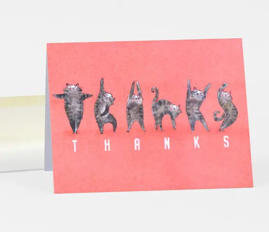 Loose Leaves Paper Goods Thanks Cats Blank inside Thank You Card