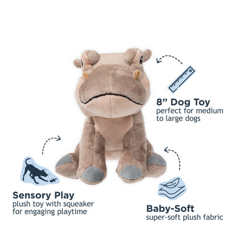 Tall Tails Hippo Plush Dog Toy 8"