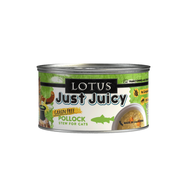 Lotus Cat Just Juicy Pollock Stew Canned Wet Cat Food 2.5oz