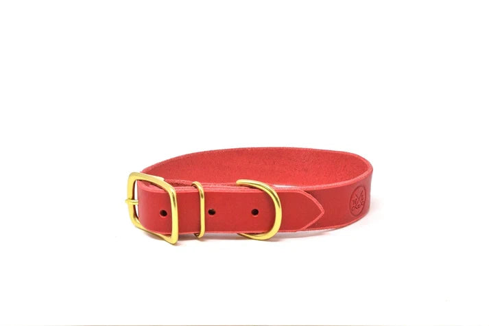Poppy Red Premium Leather Dog Collar