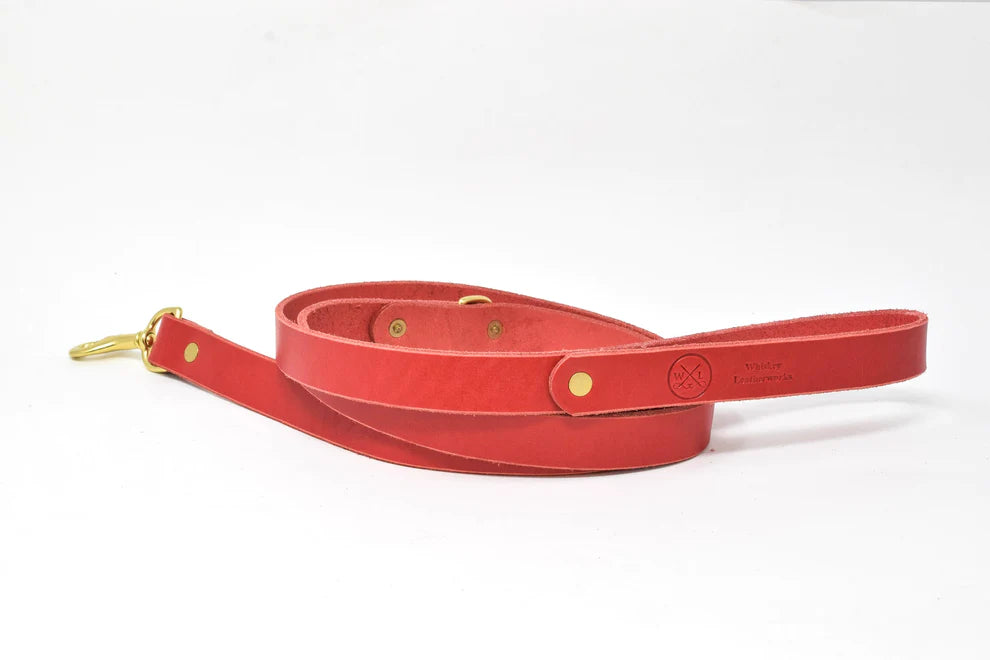 Handcrafted Premium Red Leather Leash