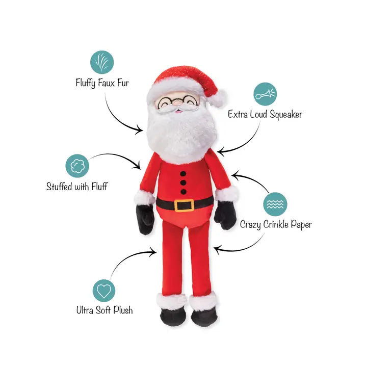 To the Chimneys! Santa Plush Dog Toy