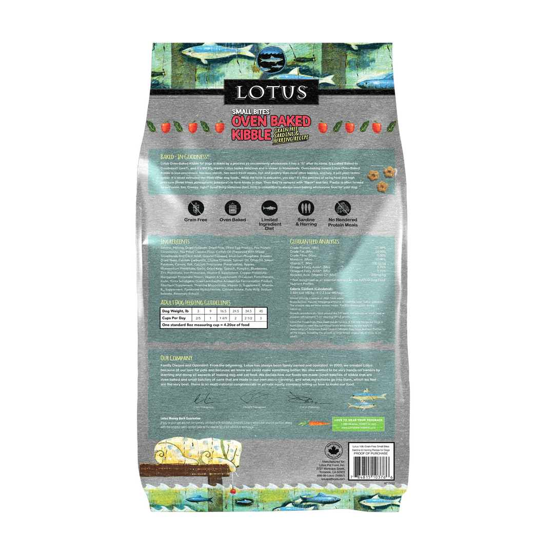 Lotus Oven Baked Small Bites Sardine & Herring Dry Dog Food 4lb