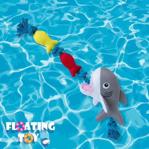 Territory Shark Floating Tug Toy with Squeaker for Dogs 20"