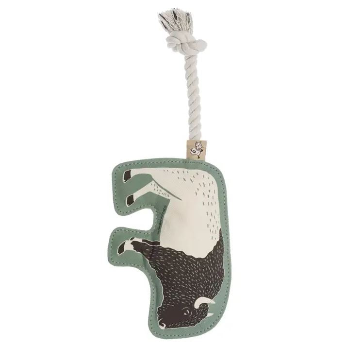 Speckle and Spot Buffalo and Rope Dog Toy