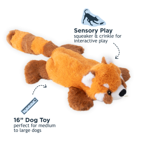 Tall Tails Stuffless Red Panda With Squeaker Toy for Dogs 16"