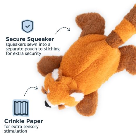 Tall Tails Stuffless Red Panda With Squeaker Toy for Dogs 16"
