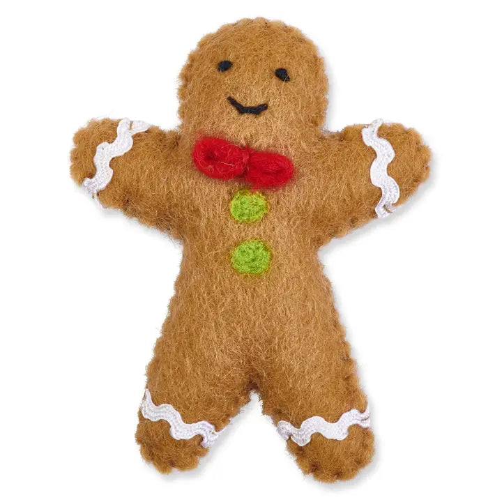 Gingerbread Man Christmas Wool Catnip Infused Cat Toy