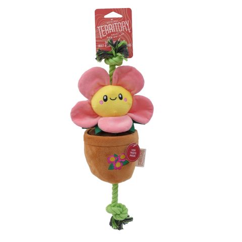 Territory Pink Flower Treat & Tug Toy for Dogs 16"