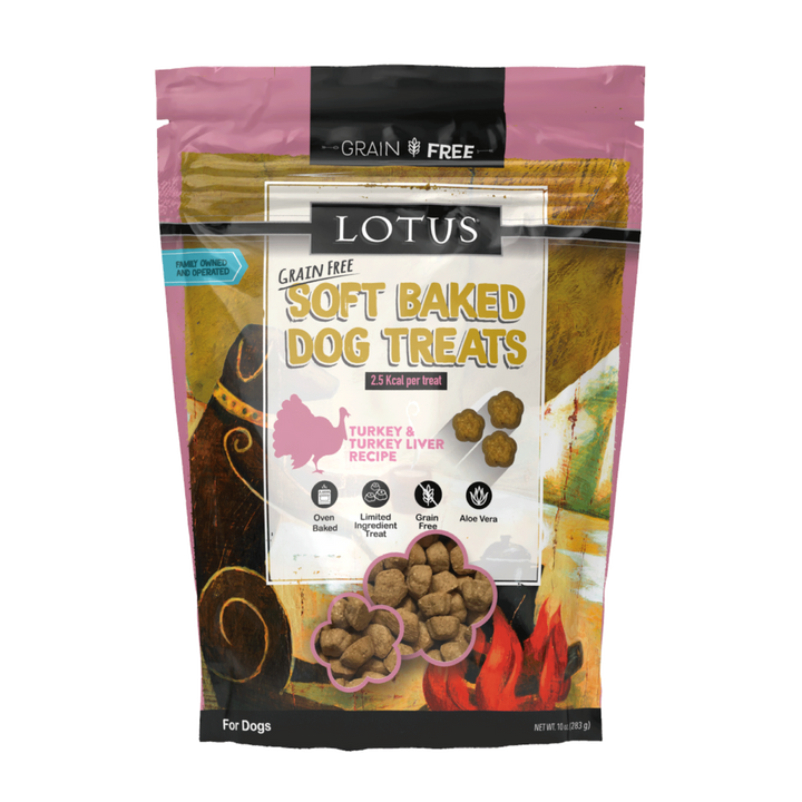 Lotus Soft Baked Grain Free Dog Treats Turkey Recipe 10oz