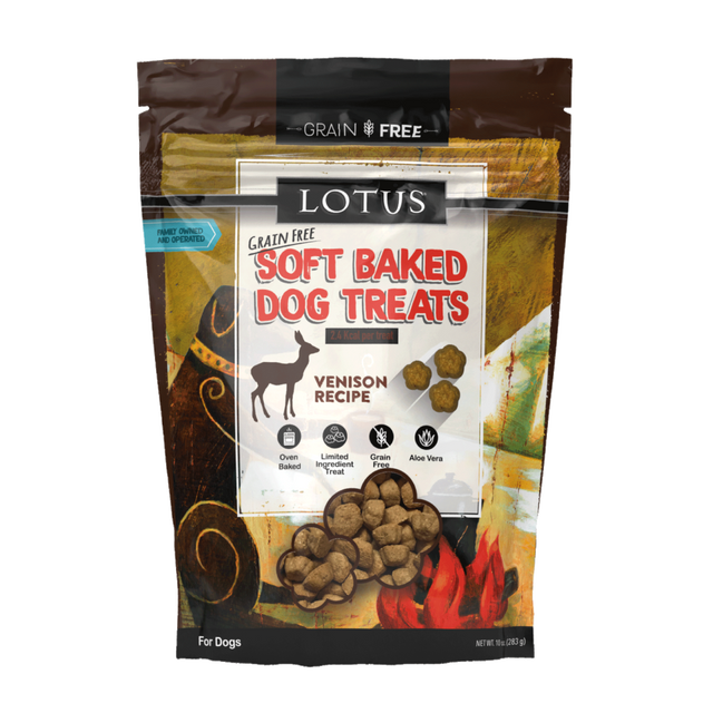 Lotus Soft Baked Grain Free Dog Treats Venison Recipe 10oz