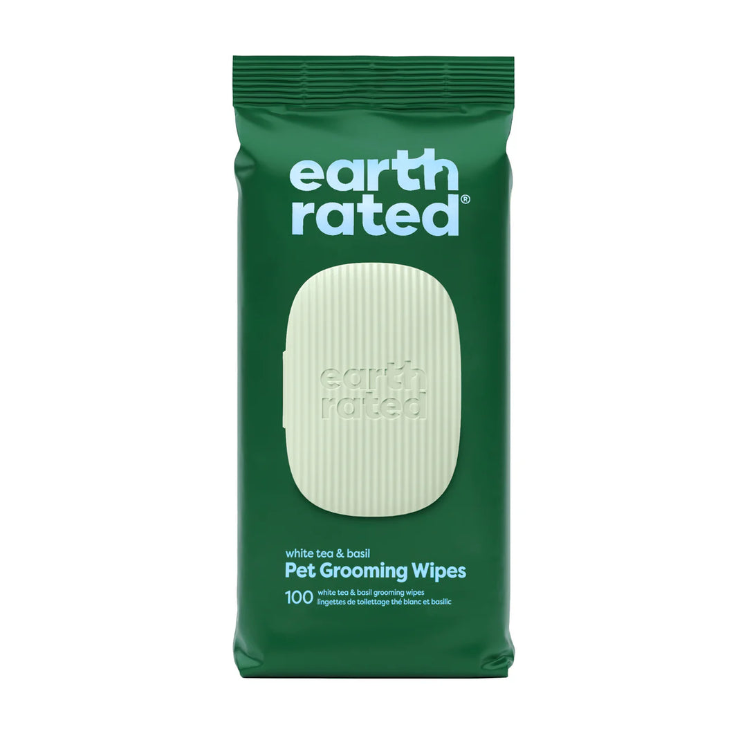 Earth Rated White Tea and Basil Compostable Dog Grooming Wipes 100 count