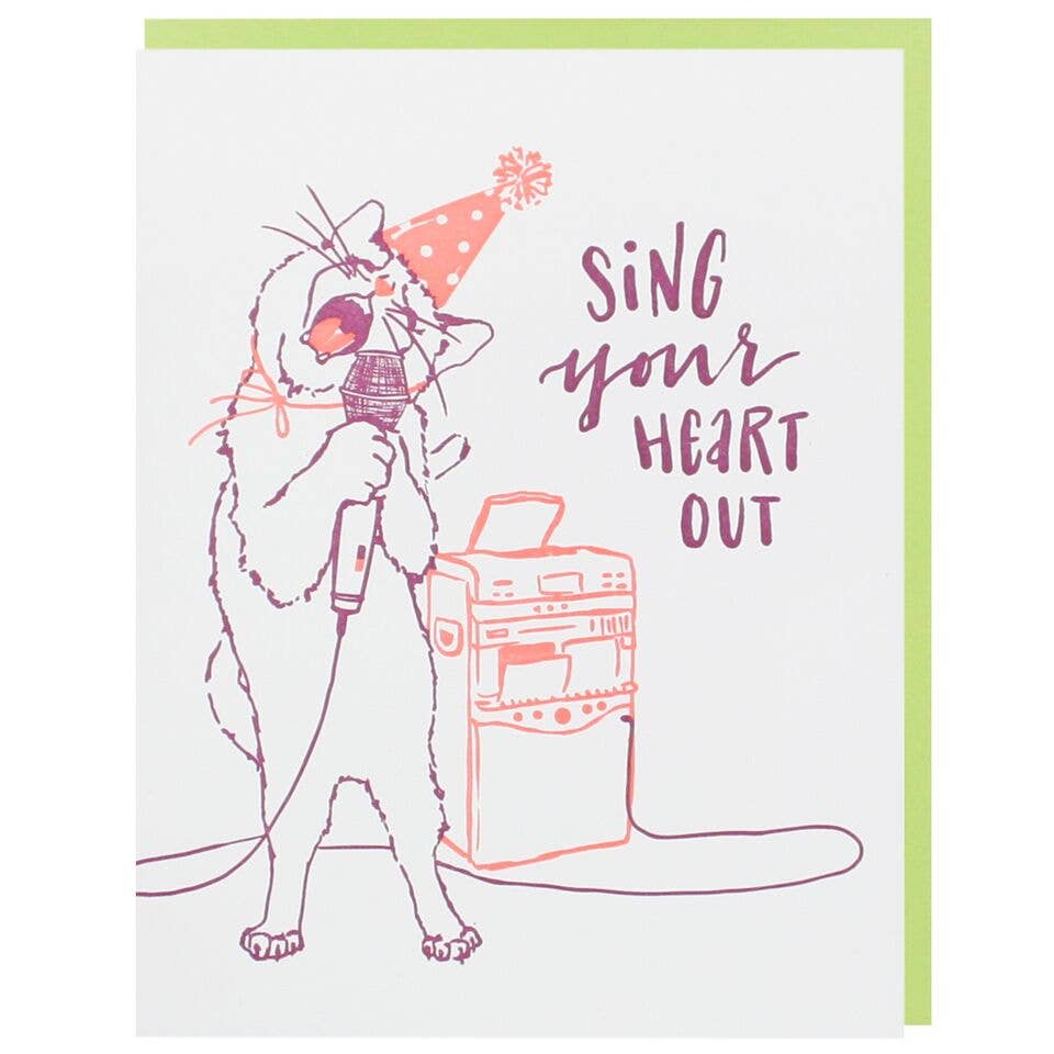 Smudge Ink - Cat Crooner Birthday Card