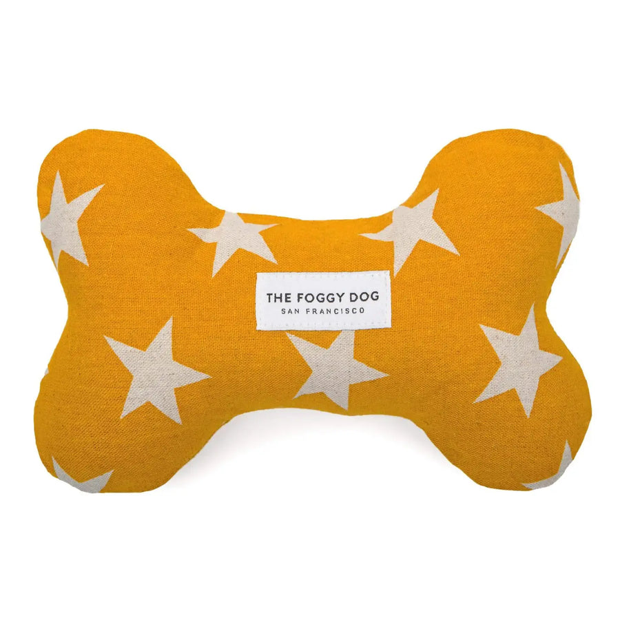 Gold Stars Bone Squeaky Dog Toy