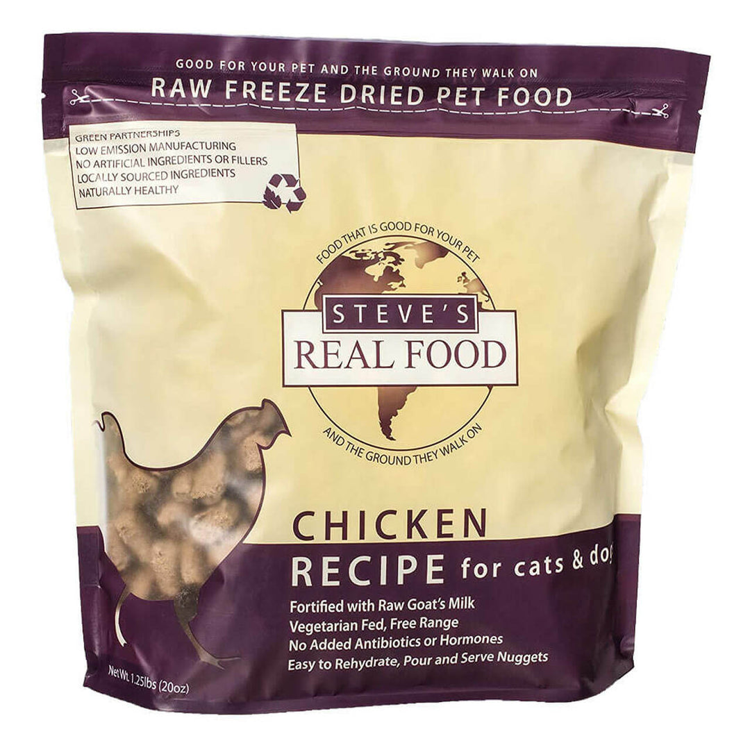 Steve's Real Food Dog & Cat Freeze Dried Chicken Nuggets BARF 20oz