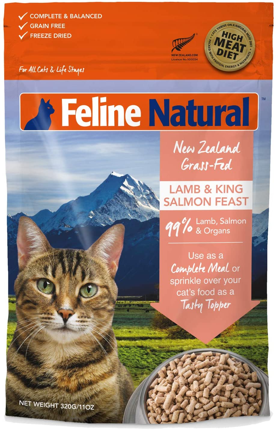 Feline Natural Freeze Dried Lamb & King Salmon 11oz for Cats