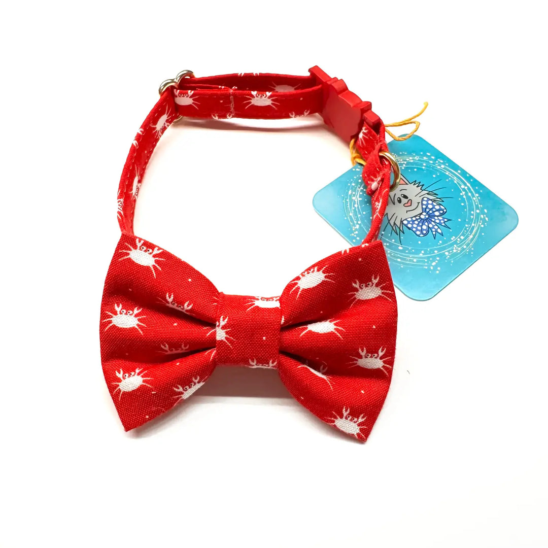 Cat Bow Tie and Collar Set - Crab Red