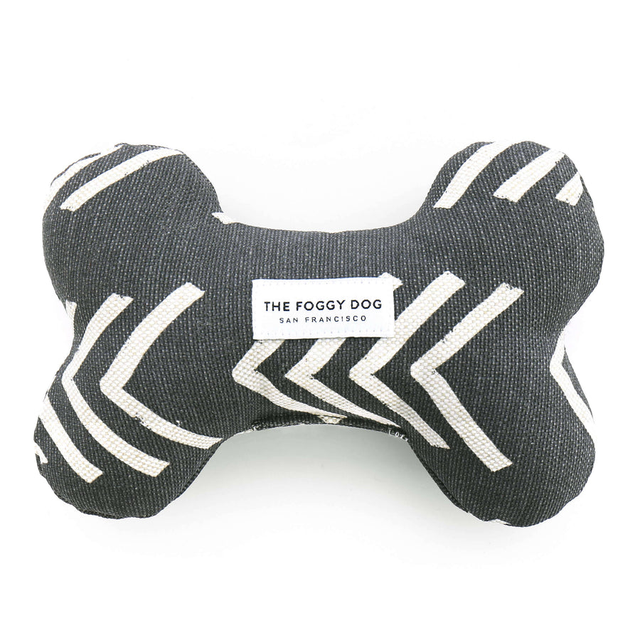 Modern Mud Cloth Black Dog Bone Squeaky Dog Toy