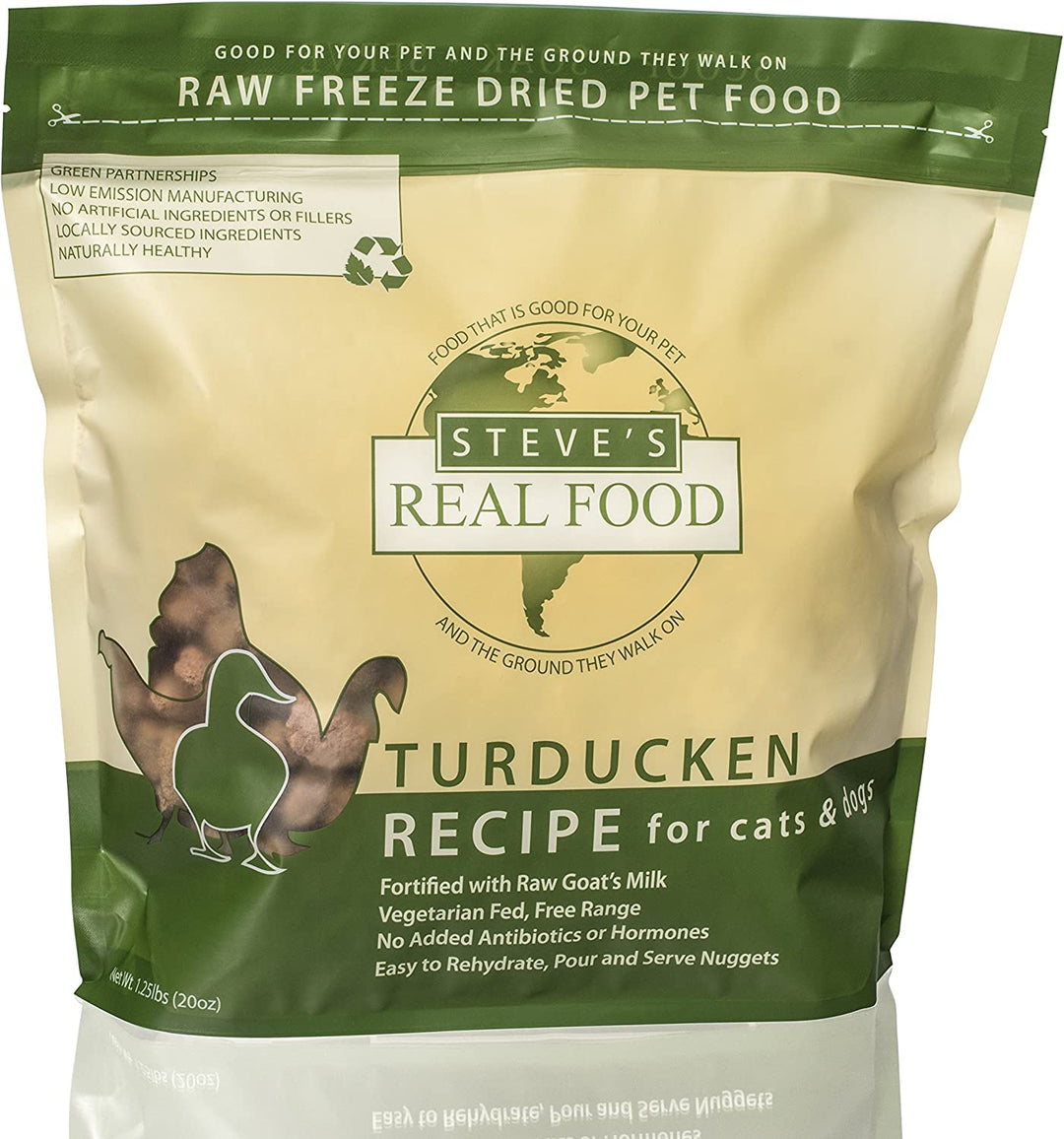 Steve's Real Food Dog & Cat Freeze Dried Turducken Nuggets BARF 20oz