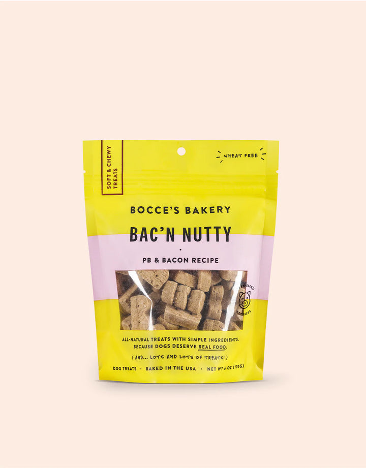 Bocce Bac'n Nutty Soft & Chewy Dog Treats Bacon and Peanut Butter